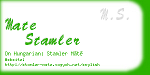mate stamler business card